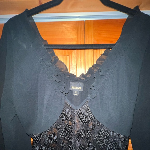Just Cavalli. Black dress with lace in the middle ,long sleeve, v neck, size M - Picture 3 of 7